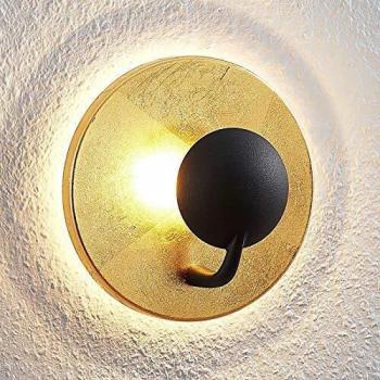 Aplique LED Lindby Lou en negro y dorado, moderno, hecho de metal, para salón y comedor, con 2 llamas