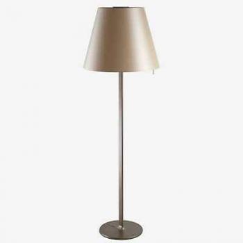 Lámpara de pie Artemide Melampo, 217 cm, bronce y ecru