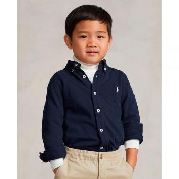 Polo Ralph Lauren - Camisa de niño manga larga tejido piqué azul marino
