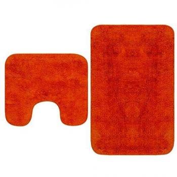 vidaXL Conjunto de Alfombrillas de Baño de Tela 2 Piezas Naranja Decoración