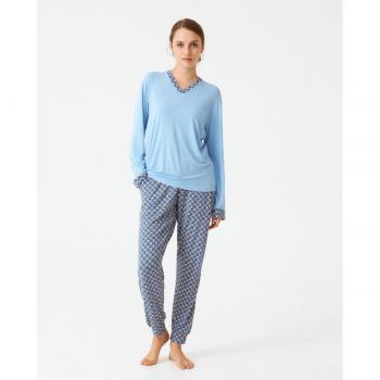 Pijama de mujer largo en modal combinado