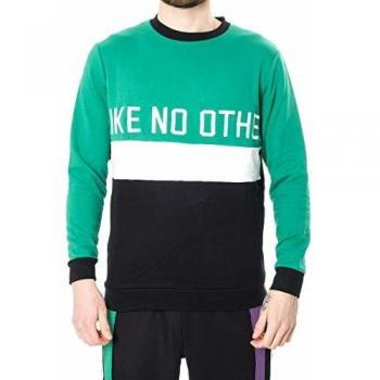 Authentic Bethek Men's Crew Neck Sweatshirt in Green/Black/White