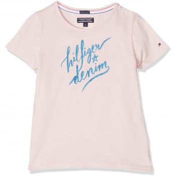 Tommy Hilfiger AME Girls Hilfiger CN Knit S/S, Camiseta para Niñas, Rosa
