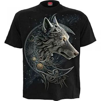 Spiral Celtic Wolf Black T-Shirt for Men (S to 4XL)