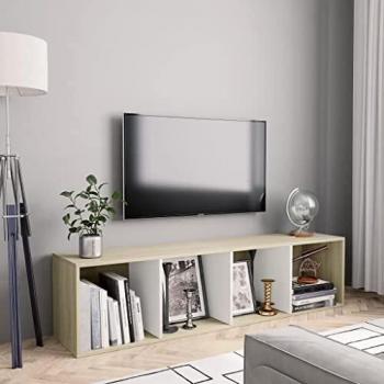 vidaXL BibliothÃ Que/Mueble TV Blanco y ChÃa Sonoma Sonoma 143 x 30 x 36 cm