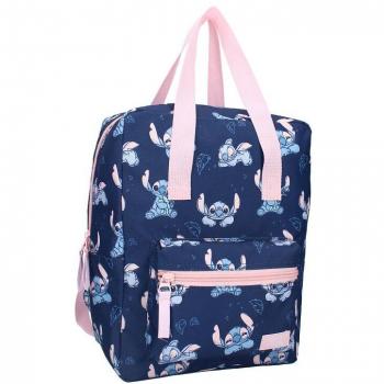 Mochila con asas de Lilo y Stitch Disney - Stitch Simply Kind - Mochila para niños | Escuela | Tiempo libre - Tamaño 30 x 23 x 13 cm, Azul y Rosa, talla única