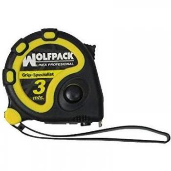 WOLFPACK LINEA PROFESIONAL 2302000 Flexometro 3 Metros con Freno Wolfpack Grip Special, Multicolor, 3 m