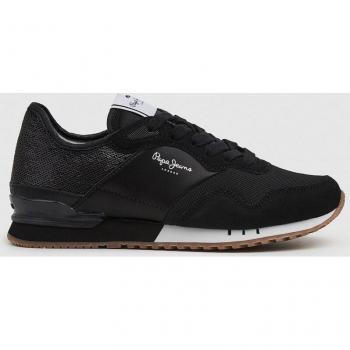 Pepe Jeans Londres Zapatillas para Mujer con Lentejuelas y Efecto Satinado en Negro PLS31466