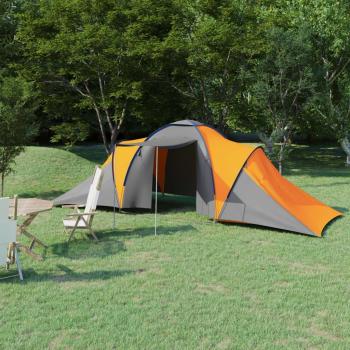 6-Person Grey and Orange Camping Tent