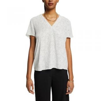 Esprit Women's V-Neck Blouse in Off White