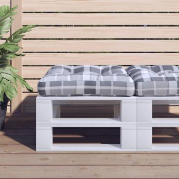 vidaXL Cojín para sofá de palets estampado a cuadros gris 60x60x10 cm