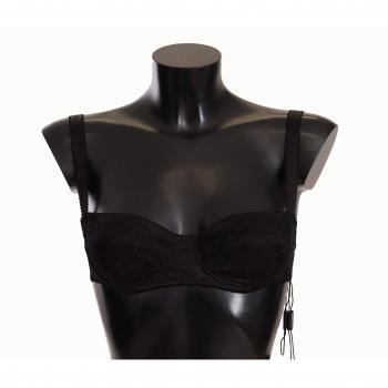 Dolce & Gabbana Black Polka Dot Satin Lace Balconette Bra - IT1 | XS
