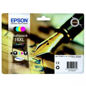 Epson 16XL (T1636) Multipack Cartuchos de Tinta, Alta Capacidad, Pack de 4 Colores (Negro, Cian, Magenta, Amarillo)