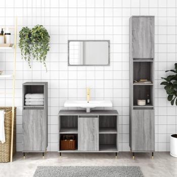 Mueble de baño gris Sonoma 80x33x60 cm madera multicapa