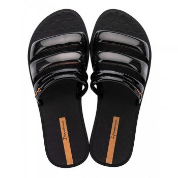 Chancletas de Goma Planas Ipanema Puffer Tiras para Mujer en Negro