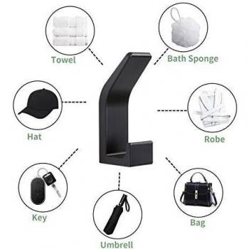 6 ganchos adhesivos de pared, ganchos para colgar sin taladrar, gancho para toallas de puerta, perchas adhesivas para baño, dormitorio, cocina, aluminio, negro