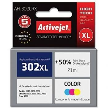ActiveJet AH-302CRX High Yield Ink Cartridge Regenerated for HP 302XL F6U67AE - 21 ml
