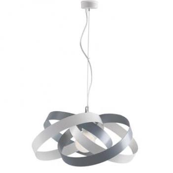 Araña de suspensión moderna en hierro blanco y gris con una luz, 54 cm x 25 cm