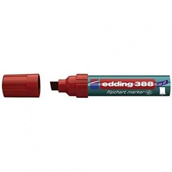Rotulador para Flipchart Edding 388, Punta Extra Ancha 4-12 mm, Color Rojo, Resistente al Agua