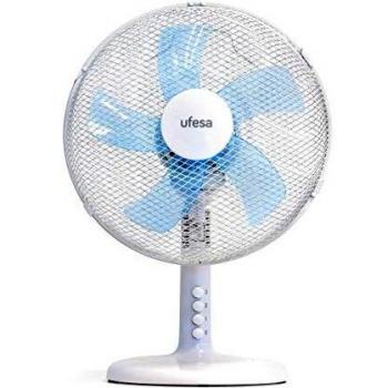 Ufesa TF0300 Ventilador de Sobremesa, 45W, 3 Velocidades, 30cm de Diámetro, 5 Aspas, Oscilación Izquierda/Derecha