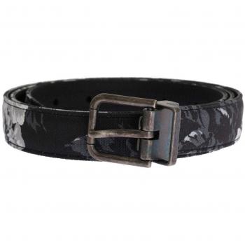 Dolce & Gabbana Black Cayman Linen Leather Belt - 90 cm / 36 Inches