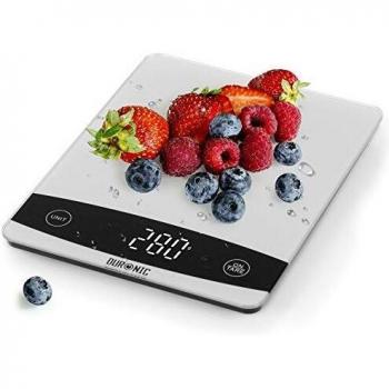 Báscula de Cocina Digital Duronic KS1009 - Diseño Super Slim, Pantalla Digital, Capacidad hasta 5 kg, Superficie de Acero Inoxidable Brillante y Garantía de 2 Años