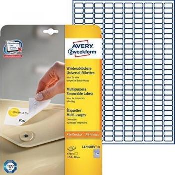 Avery White Removable Mini Label - Laser - L4730REV - Etiquetas de impresora