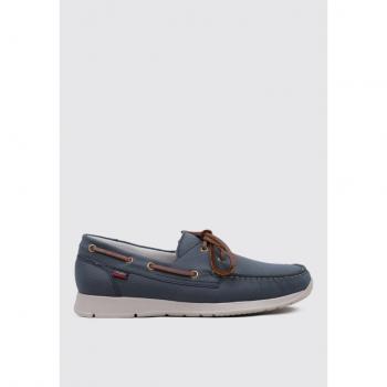 Callaghan 58200 Zapatos náuticos con cordones para hombre en azul marino de piel, talla 45