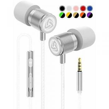LUDOS Ultra Auriculares con Micrófono y Cable, Máxima Comodidad, Sonido Cristalino, Agudos y Graves Equilibrados, Nueva Espuma Viscoelástica, Cable Duradero, Graves, Control de Volumen