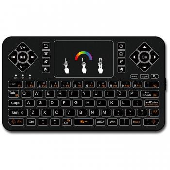 Mejor teclado inalámbrico con Touchpad Ratón – Q9 Mini teclado inalámbrico de 2.4 GHz colorido retroiluminado, Handheld mando a distancia para Android TV Box, Windows PC, HTPC, IPTV, Raspberry Pi, Xbox 360, PS3, PS4