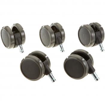 hjh OFFICE 619010 5x Ruedas para sillas de oficina ROLO 11mm x 65mm, 5 unidades, Suelos duros