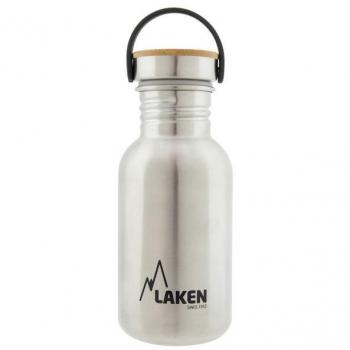 Gourde de Acero Inoxidable 500 ml con Tapón de Acero y Bambú