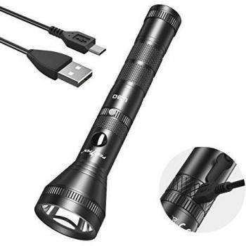 Linterna LED Alta Potencia Recargable,Centro1200Lumen Distancia de 400 m, interruptor lateral resistente al agua linterna,para el hogar, camping, senderismo, emergencia