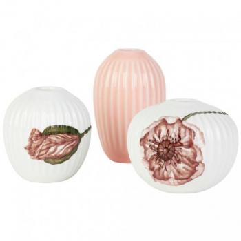 Set de 3 mini jarrones Hammershøi Poppy, cerámica, nude/blanco, Kähler