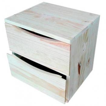 Cajonera Modular de Pino Masivo Natural - 2 Cajones - 36x30x36cm