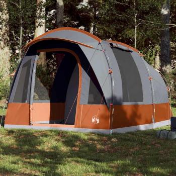 3-Person Waterproof Grey and Orange Tunnel Camping Tent