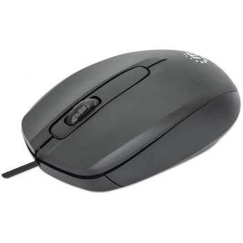 Mouse Manhattan Comfort II - Mouse óptico USB con cable de 1 metro, 1000 PPP, diseño ambidiestro