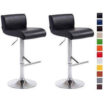 Set de 2 Taburetes California en Cuero PU Negro, Altura Ajustable y Giratorios