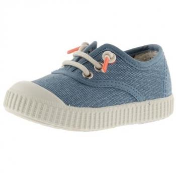 Zapatillas Victoria 1915 de Lona Lavada para Niños con Cordón Elástico y Puntera de Goma - Color Azul EU 28