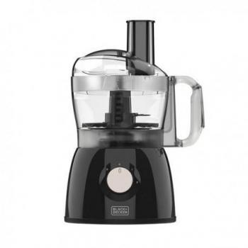 Black+Decker BXFPA600E Procesador de Alimentos 600W Capacidad 1.2L Disco Reversible 2 Velocidades Cuchillas Acero Inoxidable Bloqueos de Seguridad en Bol y