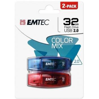 Pack de 2 Memorias USB Emtec 32GB 2.0 - Colores