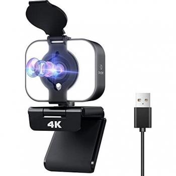 Webcam 4K, Cámara Web USB con mircófono y Cubierta de privacidad,Compatible con PC,Mac, protátil, enchufar y Usar