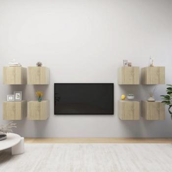 Mueble de pared para TV vidaXL 8 uds color roble Sonoma 30,5x30x30 cm, Mueble de salón, Mueble TV, Mesa de TV