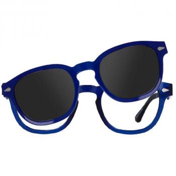 Cuadrado Clip-On Plástico Azul Armazones y Lentes Recetadas para Hombre - Gafas Anti-Azules - SmartBuy Collection
