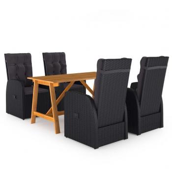 Juego de comedor para jardín 5 piezas negro Día y Noche/Vidaxl
