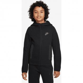Nike sudadera con capucha Tech Fleece Full Zip júnior - Negro, cremallera completa, diseño de felpa técnica, estilo moderno, comodidad y calidez