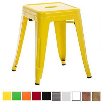 Taburete de Metal Armin Amarillo, Industrial, Apilable, Altura 46 cm, Carga Máxima 200 kg