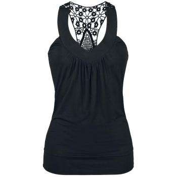 Fashion Victim Top Racerback de Encaje Top Mujer Negro M