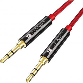 Cable jack macho macho 35mm ivanky 24m cable audio con sonido hifi carcasa de cobre cable auxiliar coche para ipads ipods echo dot mp3 moviles auriculares altavoz y mas rojo nylon