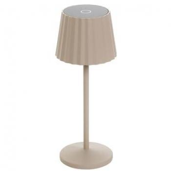 Lámpara de mesa LED recargable Esali, beige, aluminio, 29cm, con sensor táctil y regulable